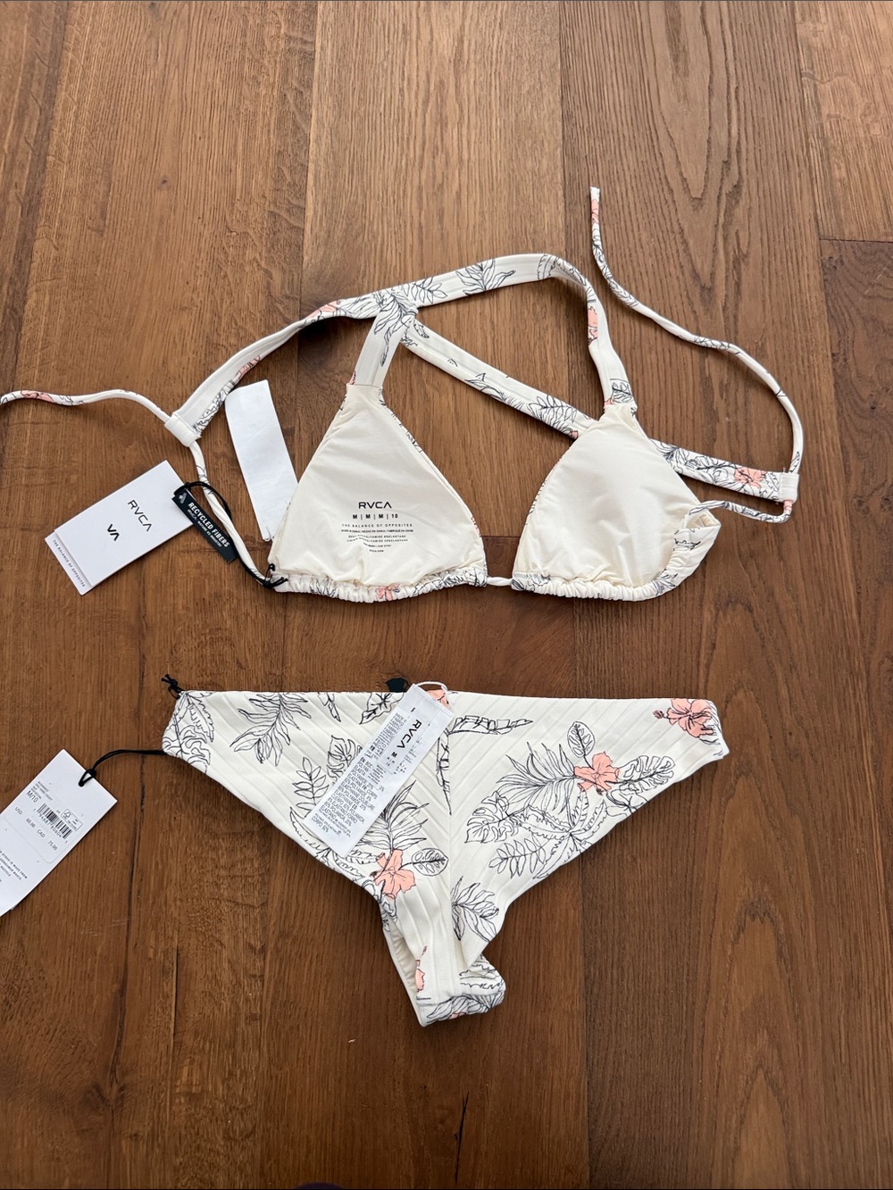 RVCA Floral and Peach Mix Bikini Set - Green, Peach, Black - Picture 10 of 10